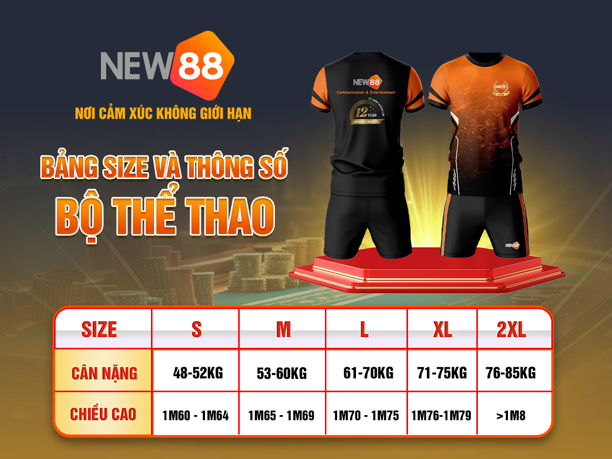 Bảng size đồ thể thao NEW88